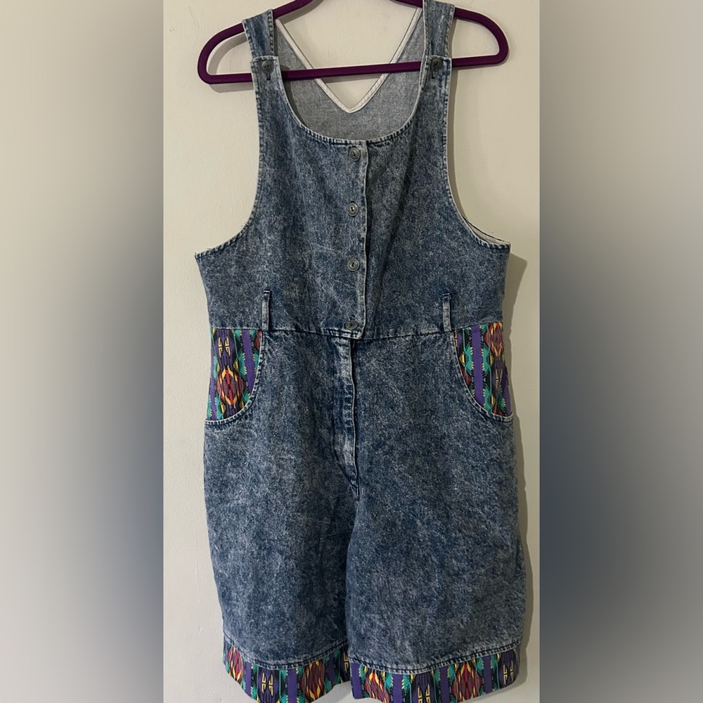 90s Flashback Denim Overalls with Colorful Accents
